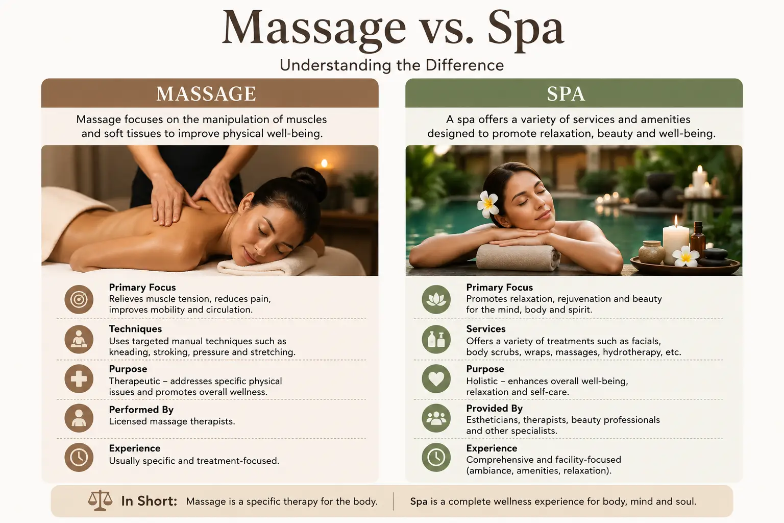 What is the difference between massage and spa?